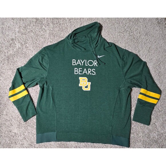 Women's Nike Baylor Bears Cowl Neck Sweatshirt Green Gold Size XL - Picture 1 of 6